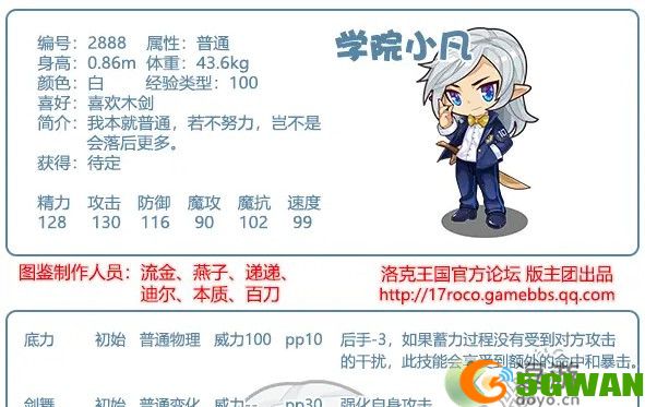 洛克王国学院小凡技能表分享