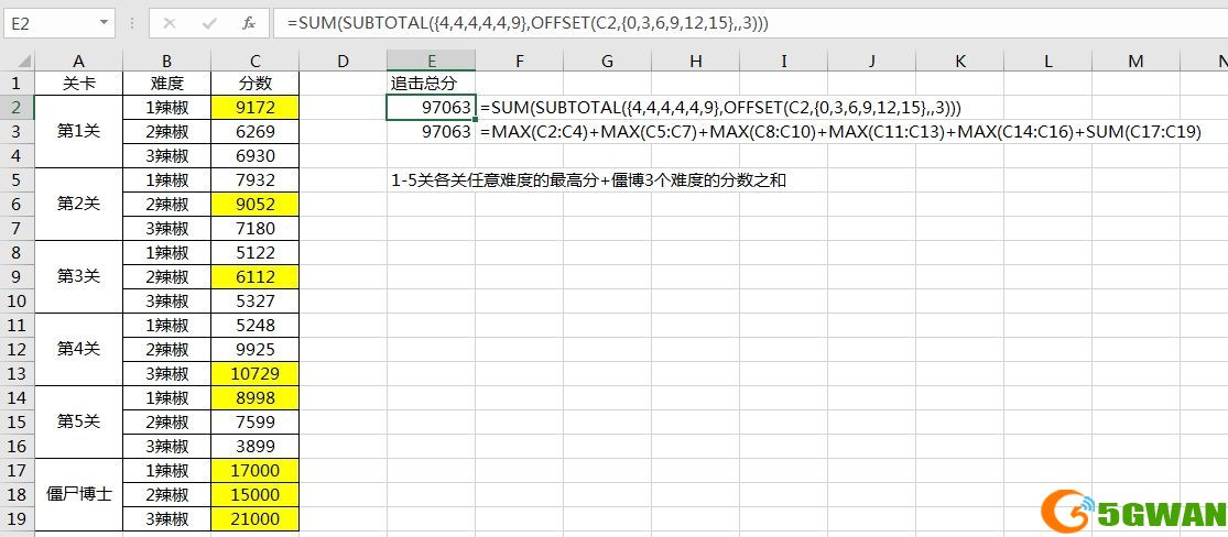植物大战僵尸2追击分数公式分享