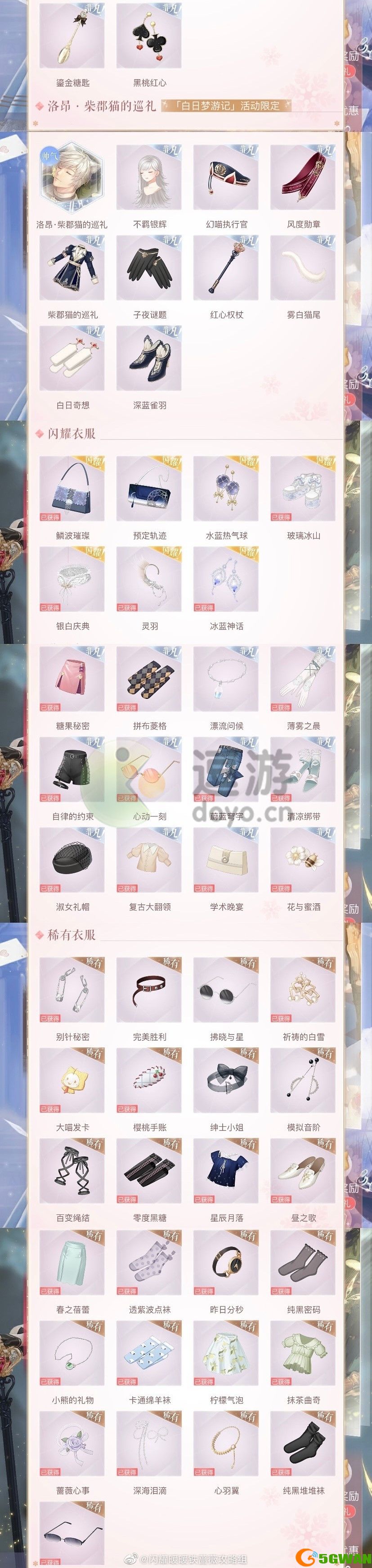 闪耀暖暖白日梦游记套装即保底一览