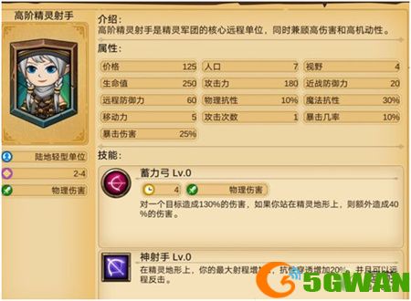 军团战棋英雄时代高阶精灵射手科技树加点